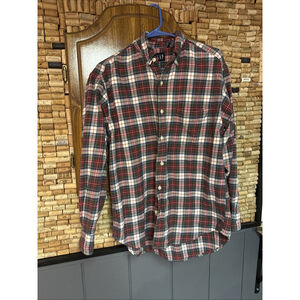 Vintage Y2K Gap Flannel 100% Cotton Long Sleeve Button Down Red And Green Sz S